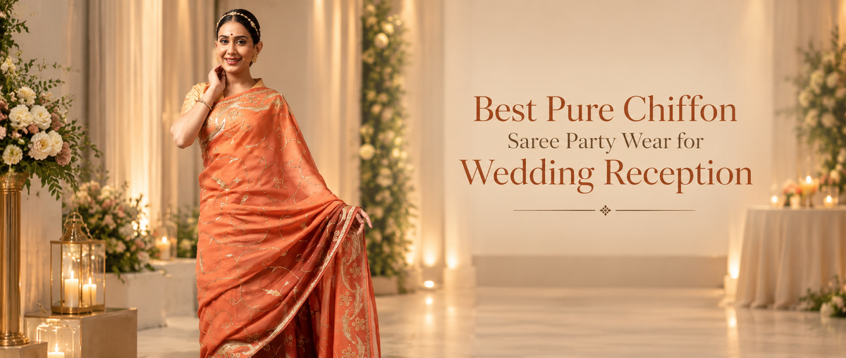 Best Pure Chiffon Saree Party Wear for Wedding Reception