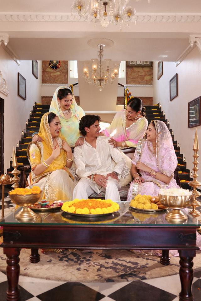 Yellow White Ombre Tissue Zardozi Handwork Poshak (Unstitched)