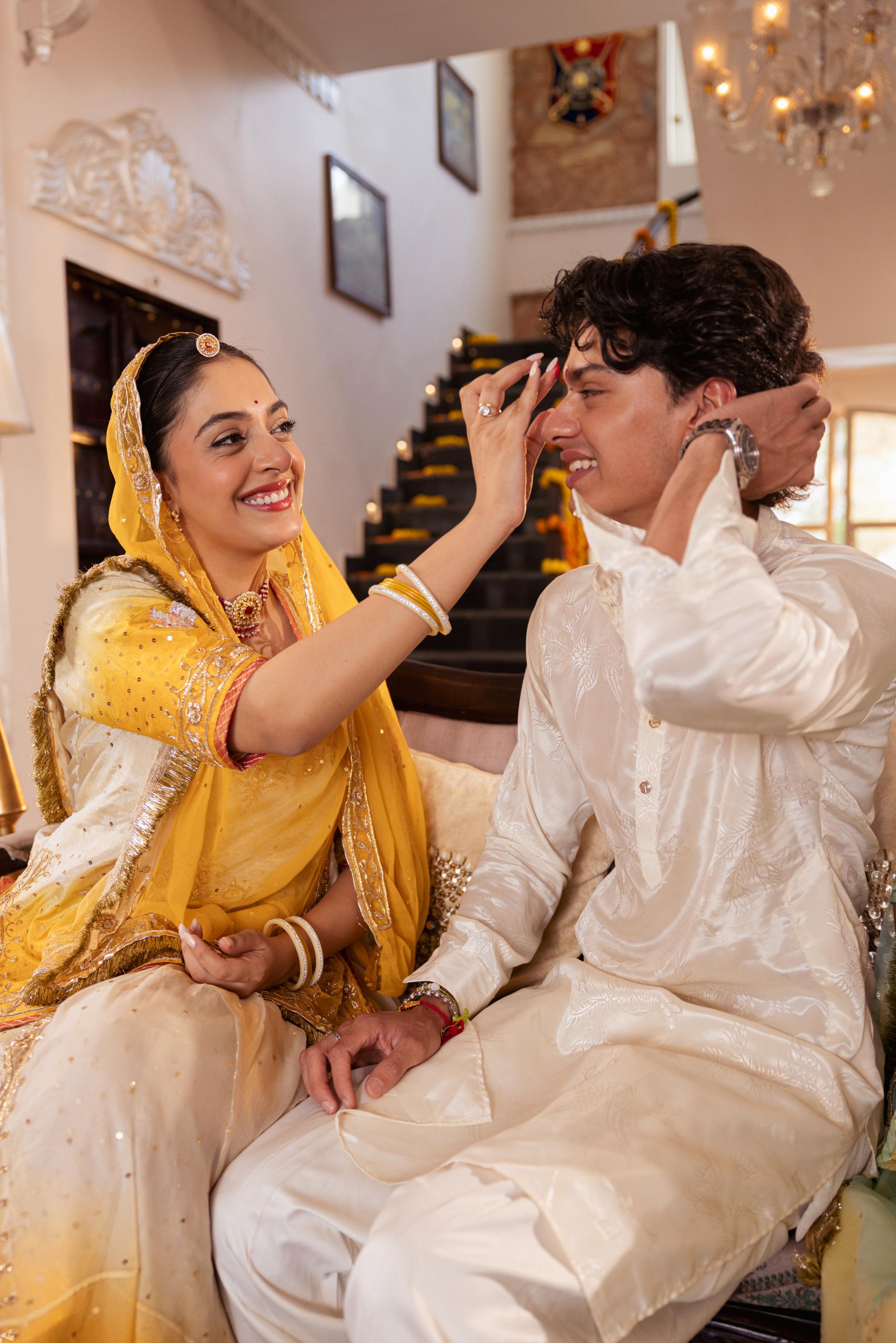 Yellow White Ombre Tissue Zardozi Handwork Poshak (Unstitched)