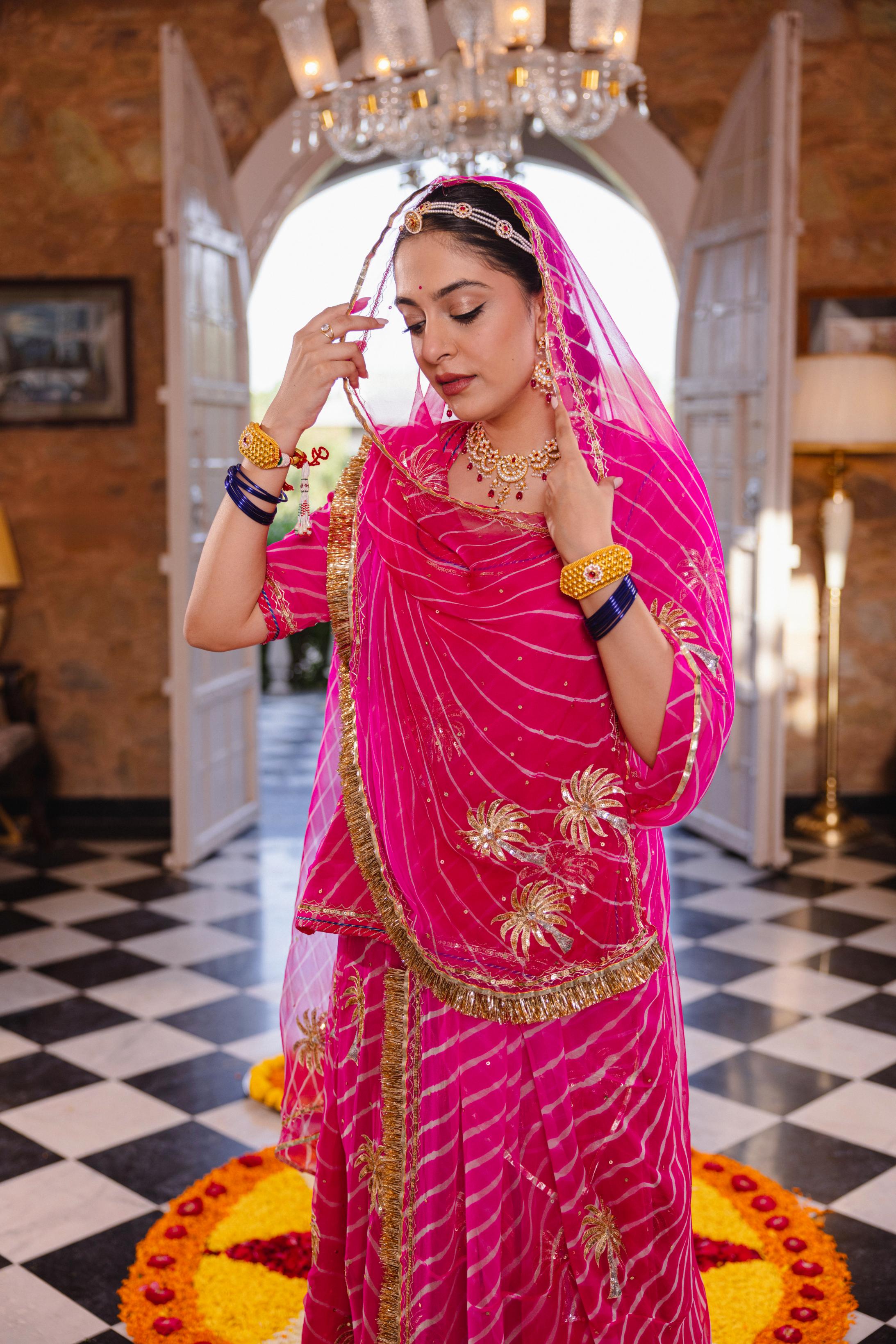 Rani 20 grms Pure Georgette Aari Tari Handwork Poshak (Unstitched)