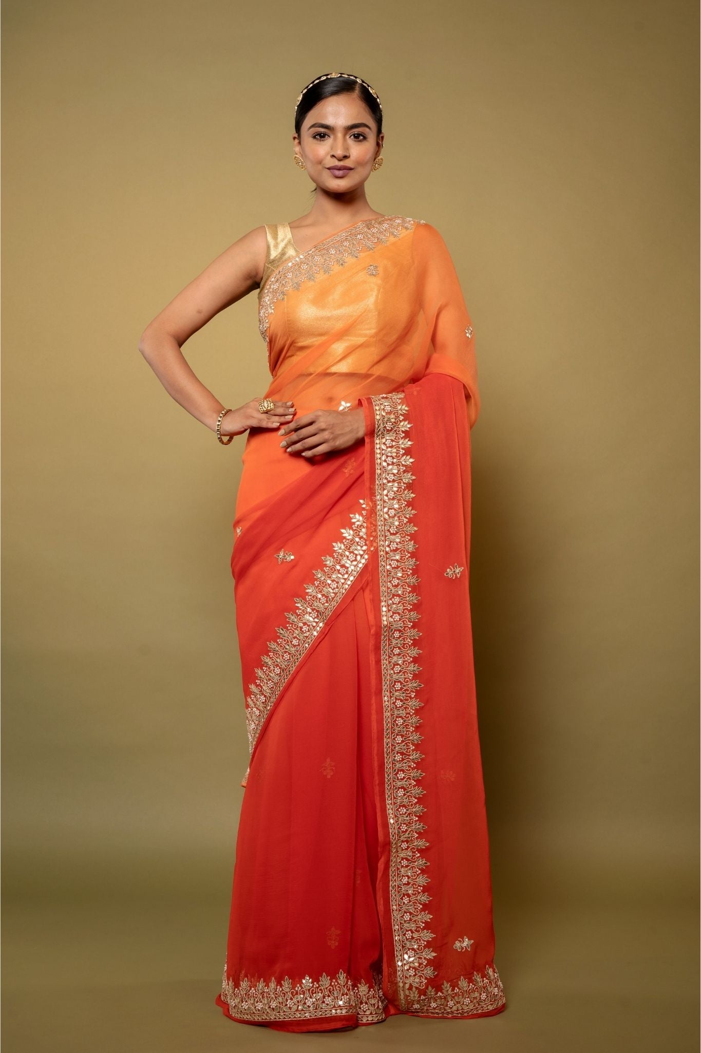 Turquoise Viscose Chiffon aari sequins handwork party wear saree