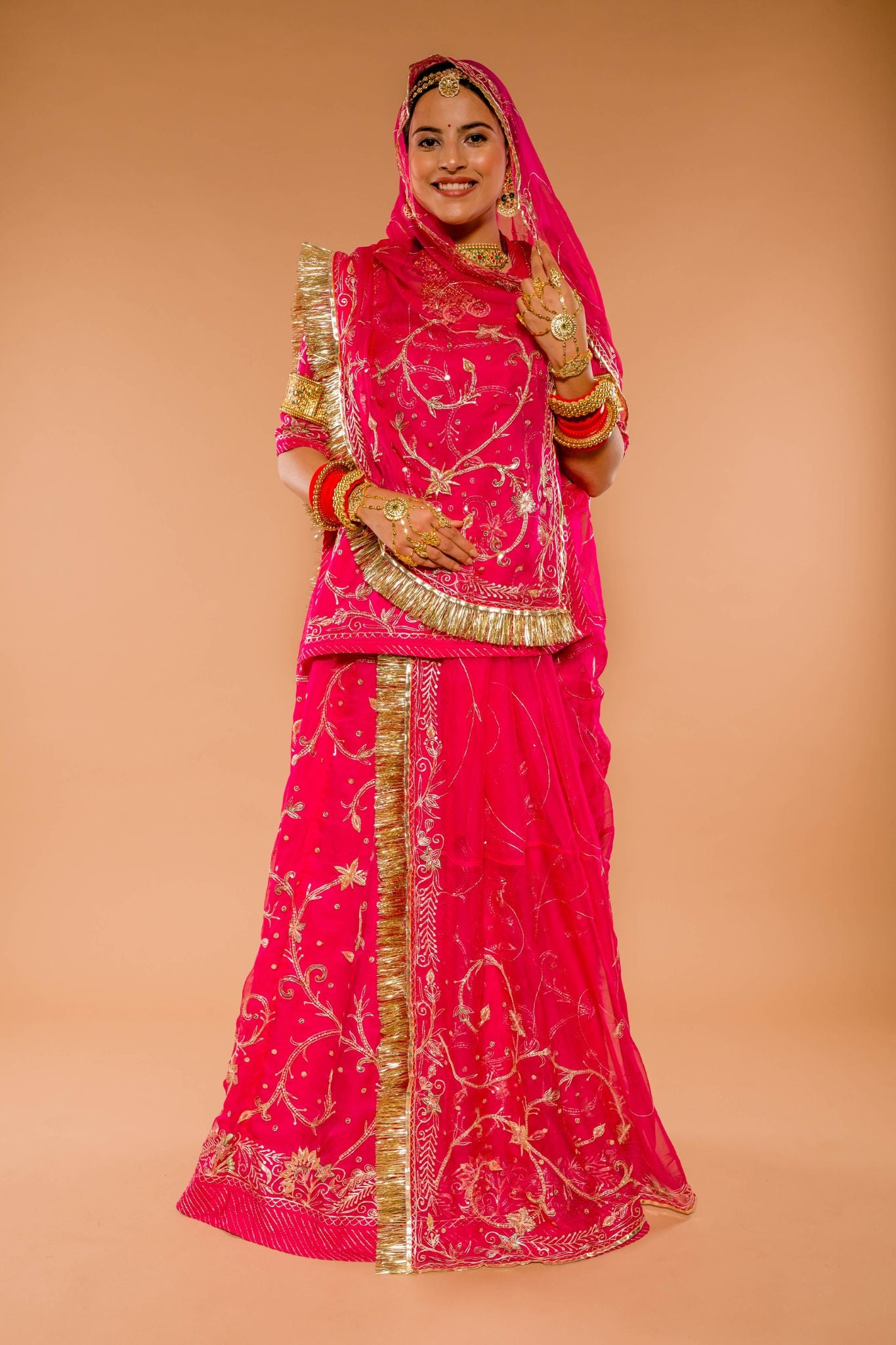 gajri pure georgette aari sequins zardozi handwork poshak with pure odhna