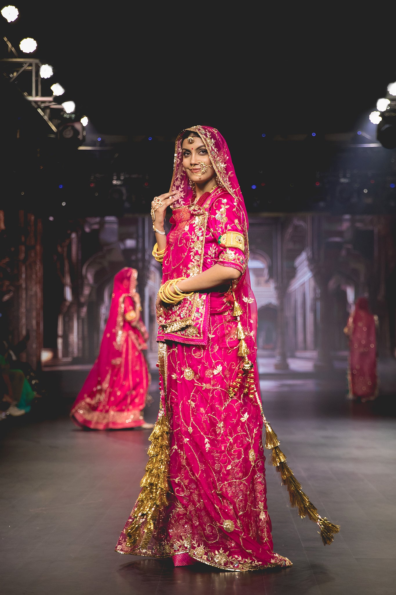 Rani Pure Satin Aari Salma Sequins Heavy work Handwork Poshak with Pure Odhana (unstitched)