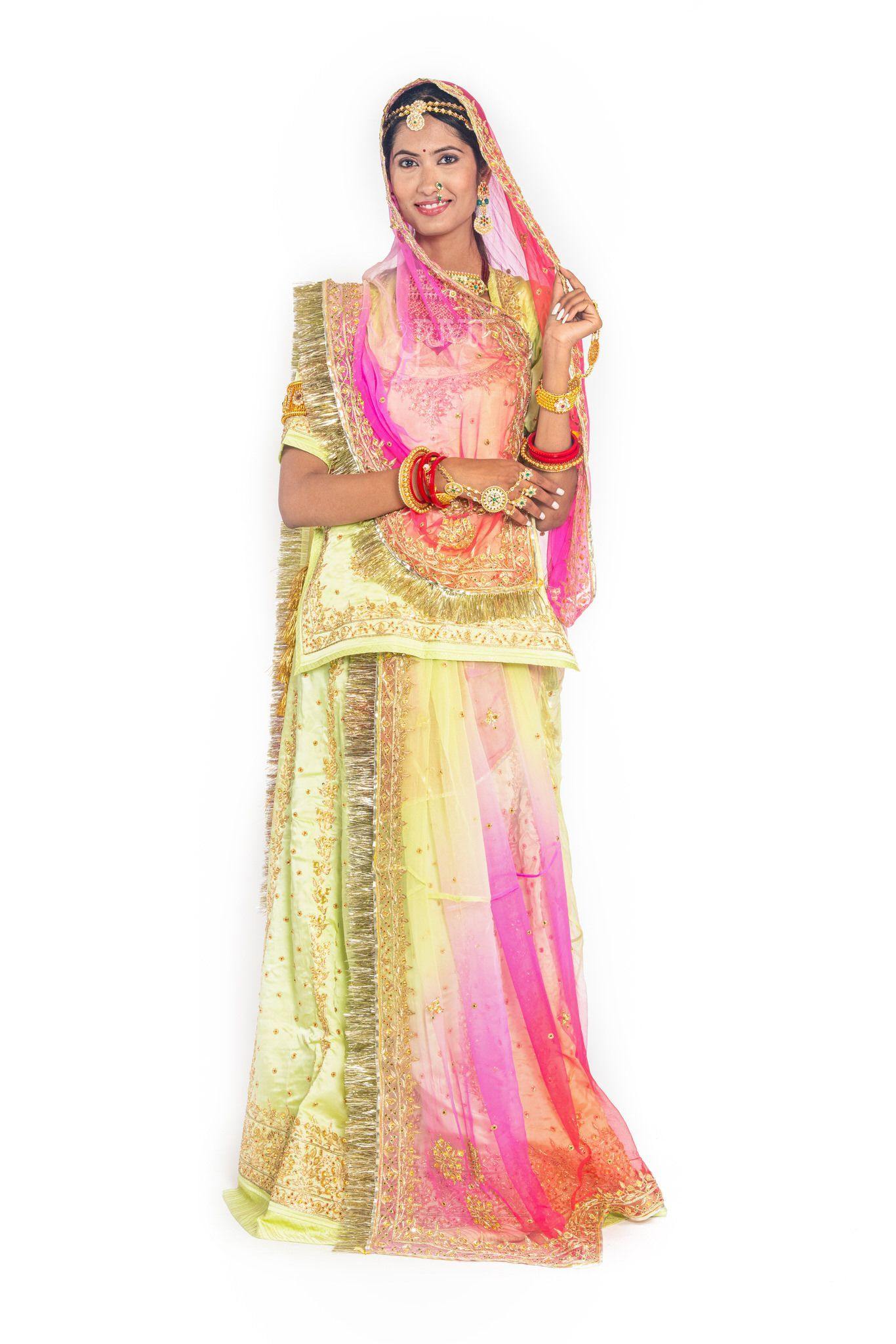 Pista green bamber satin zardozi handwork poshak with pure odhna