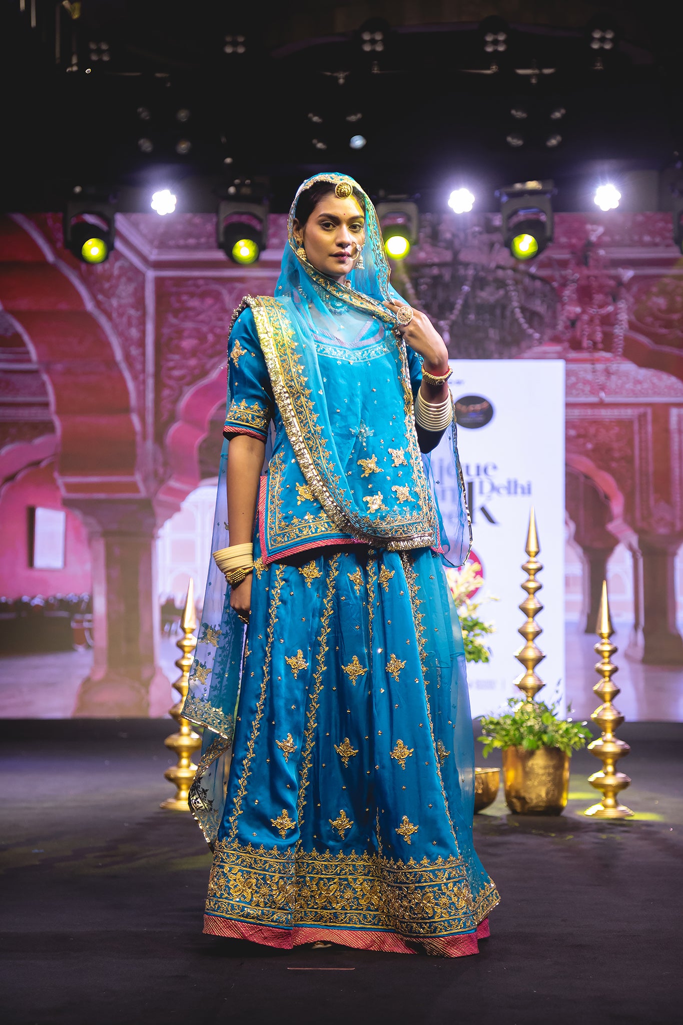 Firozi Bamber Satin Dori Salma Tari Handwork Poshak (Unstitched)