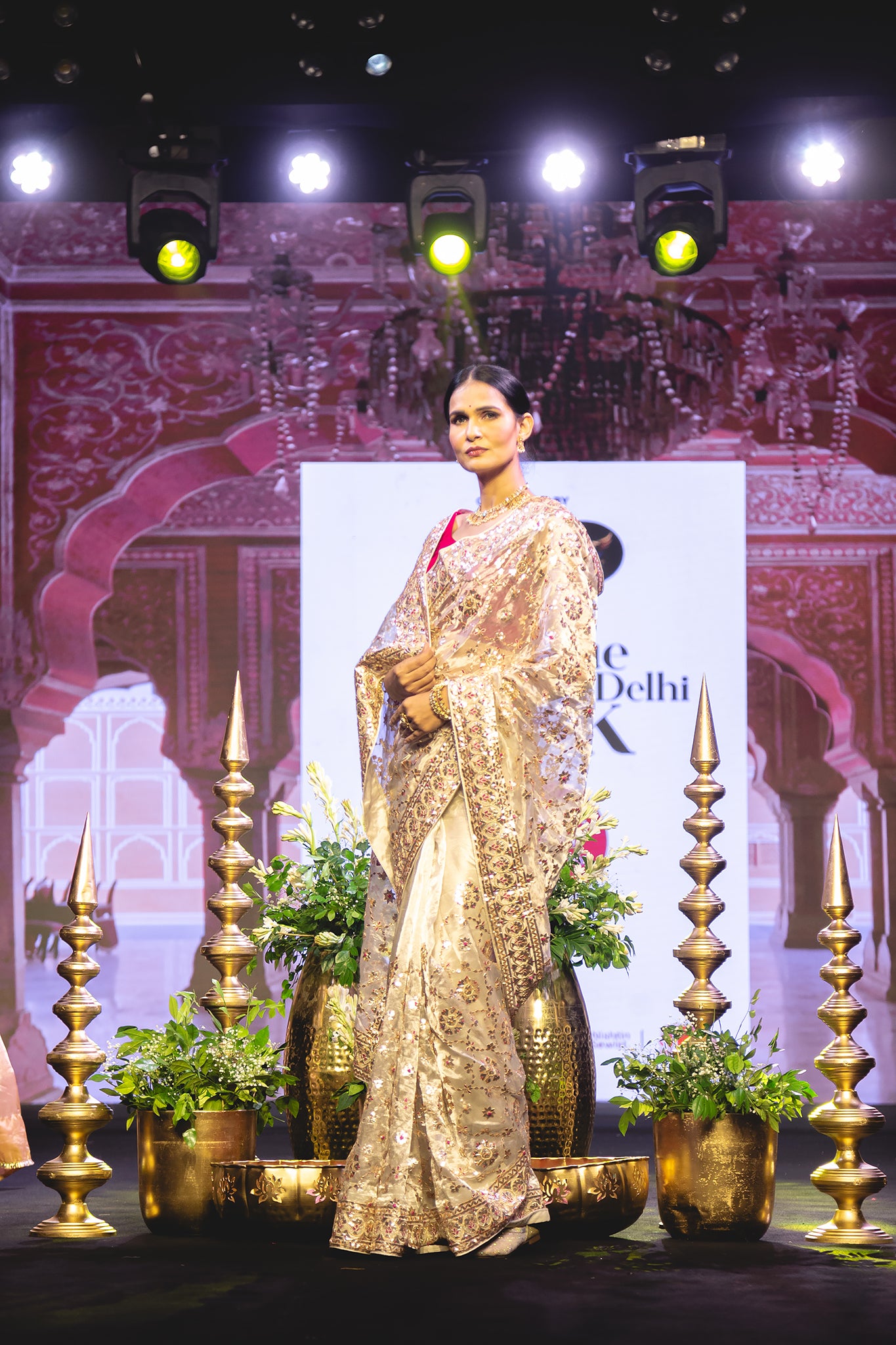 Silver Tissue Copper Gota Patti Handwork Saree with Rani detailing