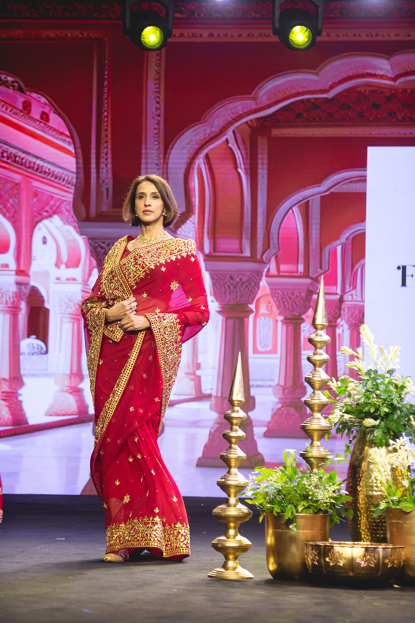 Red Pure Georgette Danka Work Handwork Saree