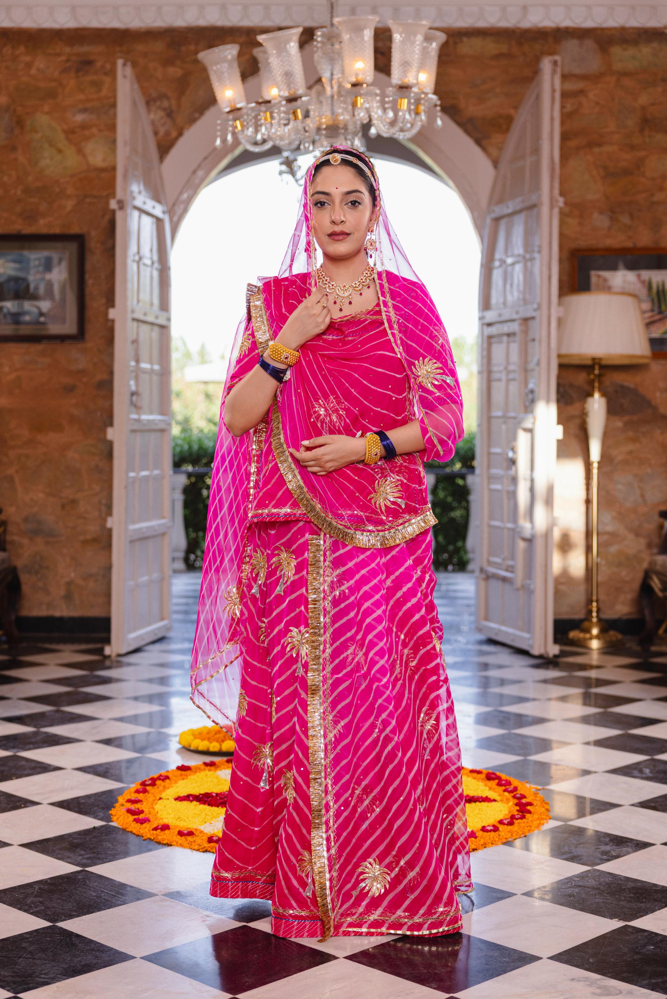 Rani  20 grms Pure Georgette Aari Tari  Handwork   Poshak (Unstitched)