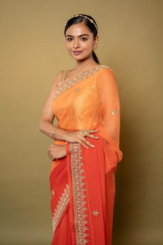 Orange Chiffon Saree