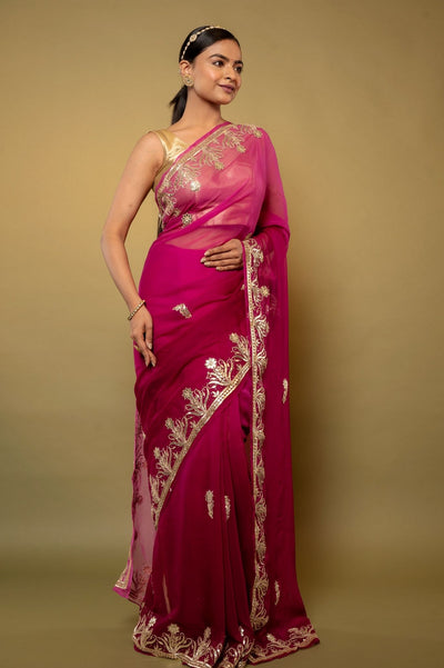 Noor Mulberry Gota Chiffon Saree