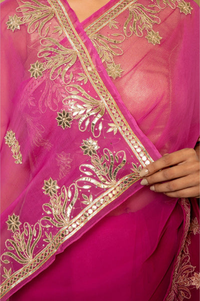 Noor Mulberry Gota Chiffon Saree