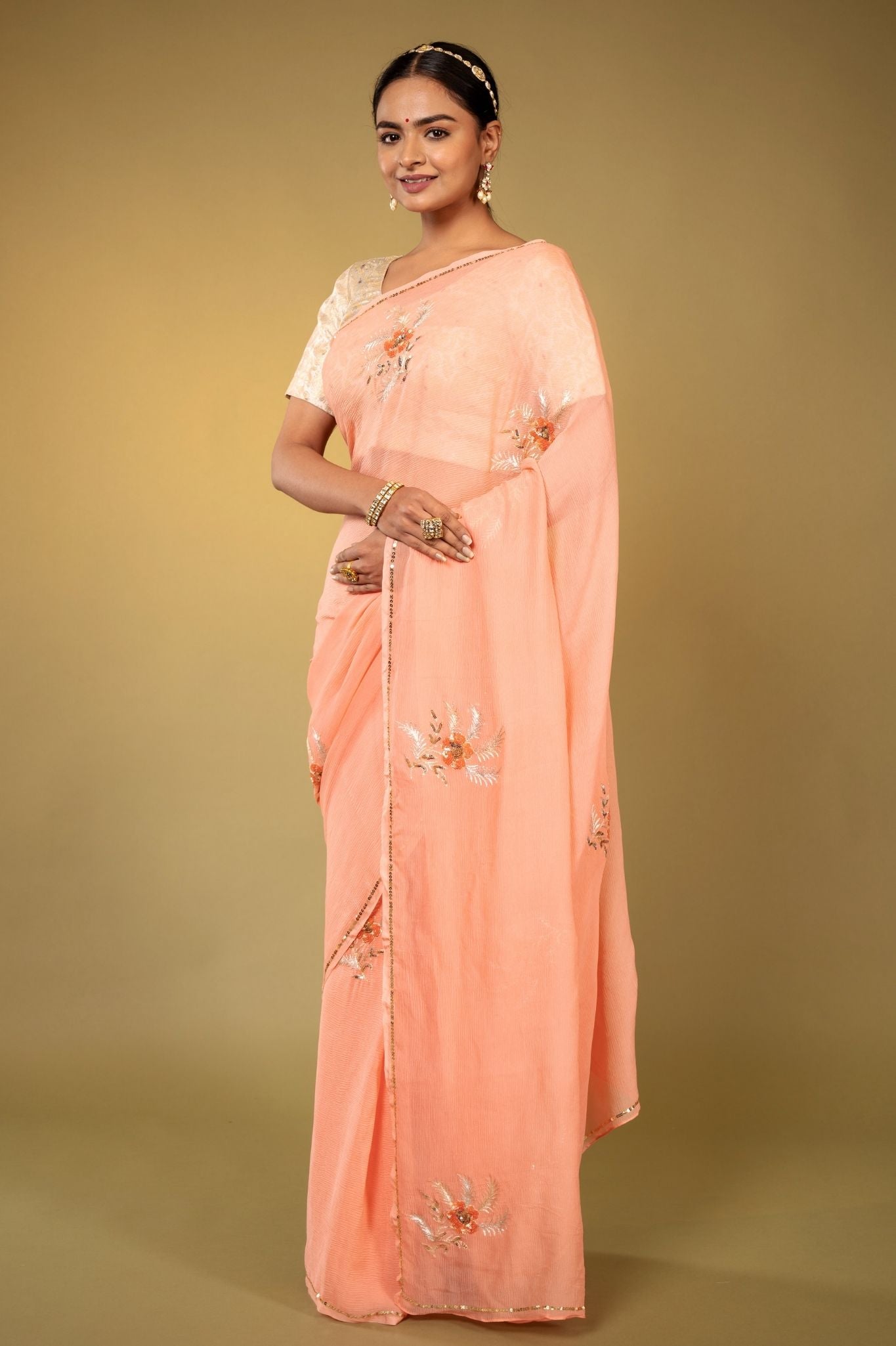 Yati  Pink Chiffon Saree