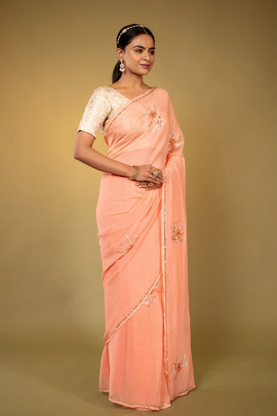 Yati  Pink Chiffon Saree