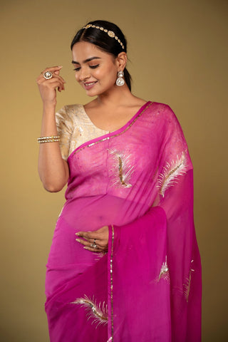 Purple Chiffon Saree