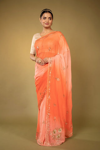 Peach Chiffon Saree