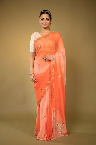 Peach Chiffon Saree