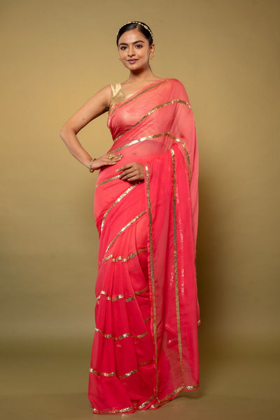 Pali  Pink Gajri Sitara Saree