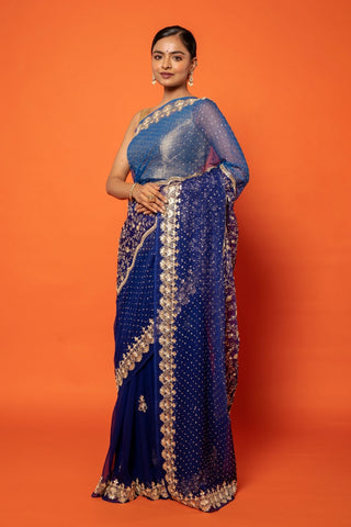 Wishing Blue Chiffon Saree