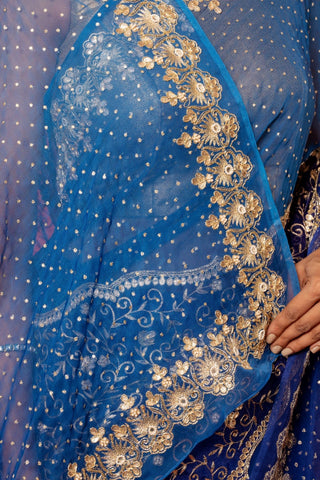 Wishing Blue Chiffon Saree