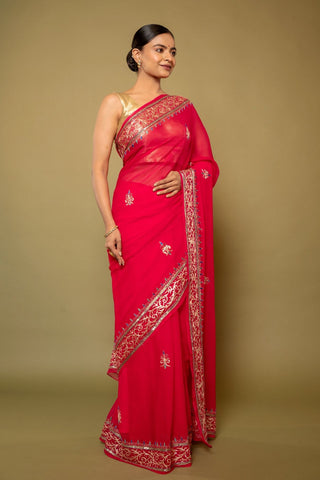 Fuschia Chiffon Saree