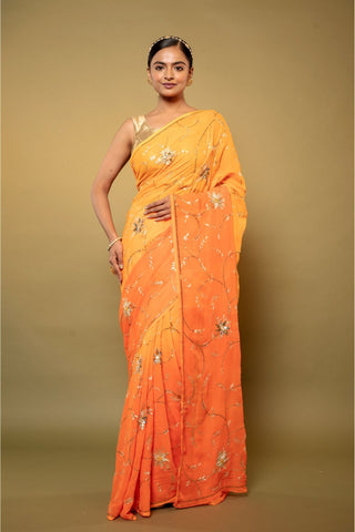 Yellow Shaded Chiffon Saree