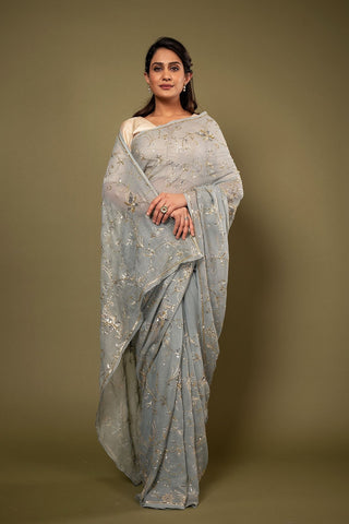 Pure Chiffon Siquin Work Saree