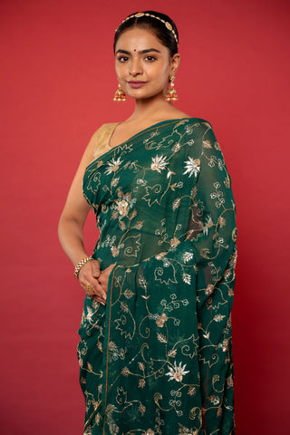 Green Pure Chiffon Saree