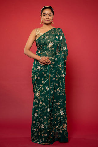 Green Pure Chiffon Saree