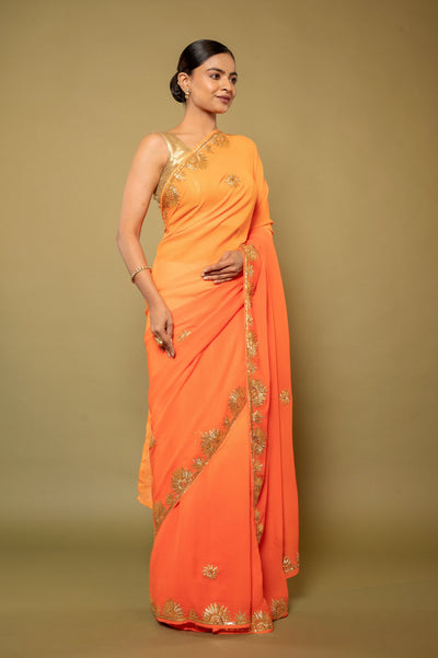 Tangrine Chiffon Saree