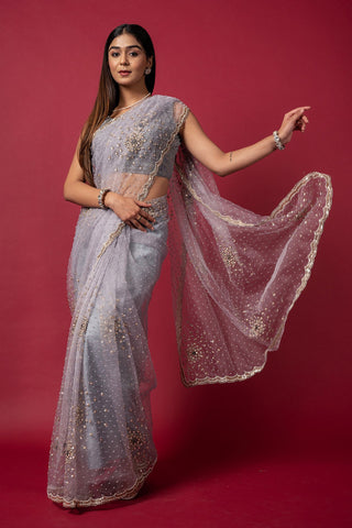 Cocktail Gray Saree