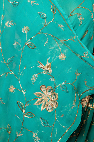 Teal Ombre Chiffon Saree