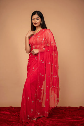 Viscose Chiffon Kardhana Work Saree