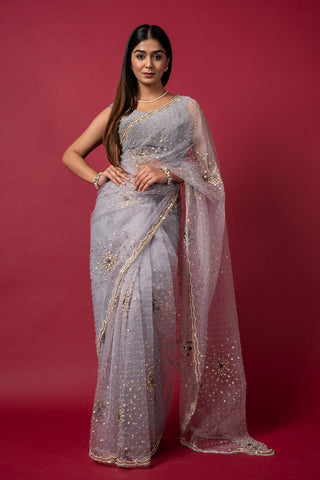 Cocktail Gray Saree