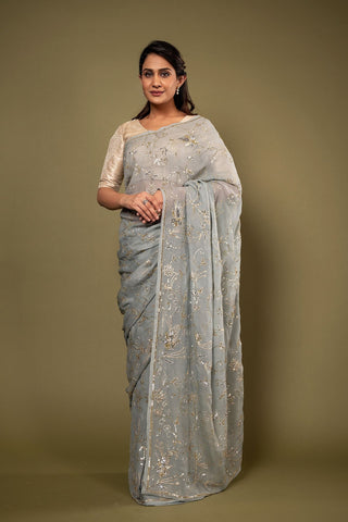 Pure Chiffon Siquin Work Saree