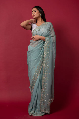 Cocktail Mint Saree