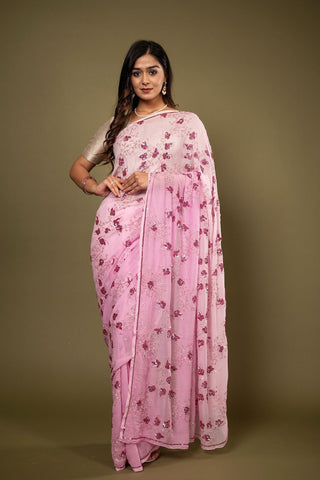 Pure Chiffon Siquin Work Saree