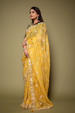 Pure Organza Resham Work Saree