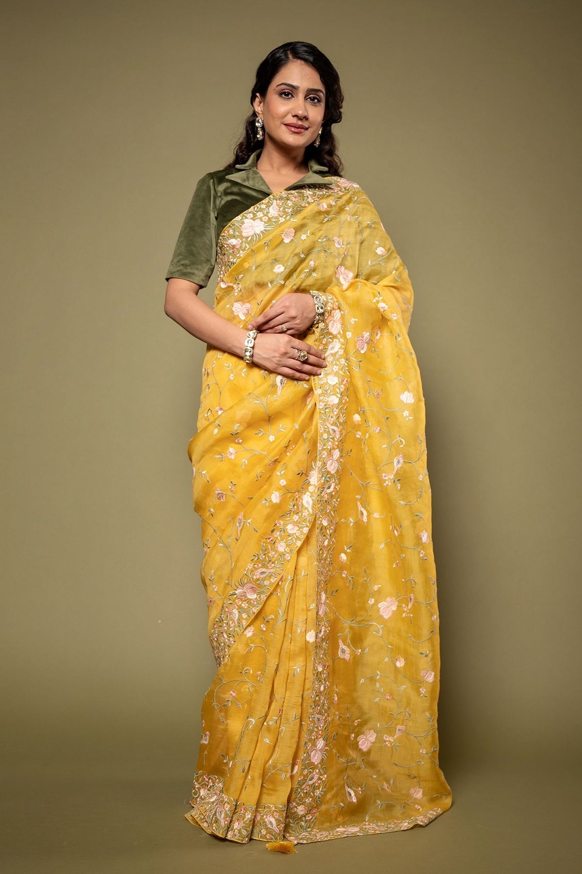 Pure Organza Resham Work Saree