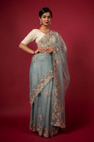 Cocktail Grey Saree