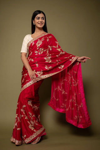 Pure Satin Aari Gotta Kardhana Saree