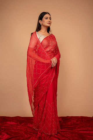 Viscose Chiffon Kardhana Work Saree