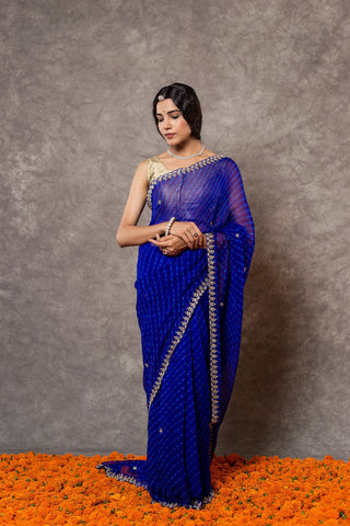 Blue Lehariya Saree