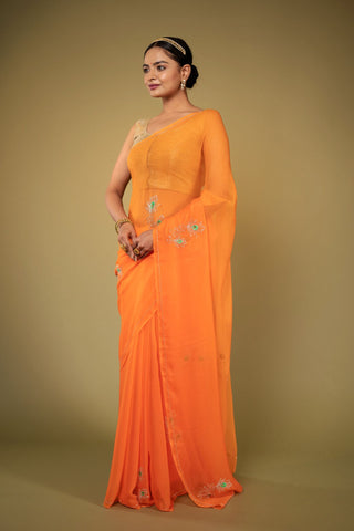 Orange Chiffon Saree