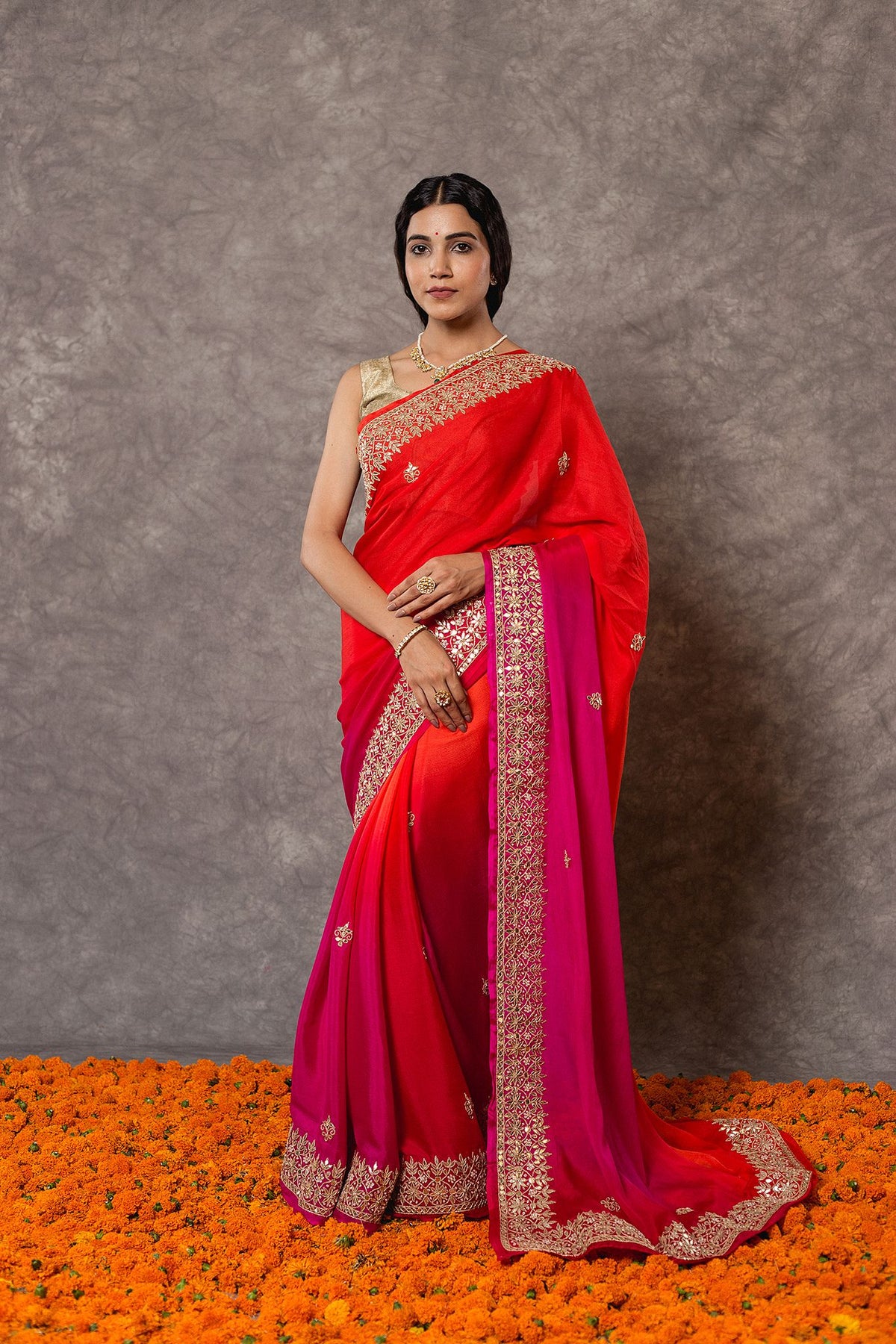 Shaded Gotapatti Work Saree