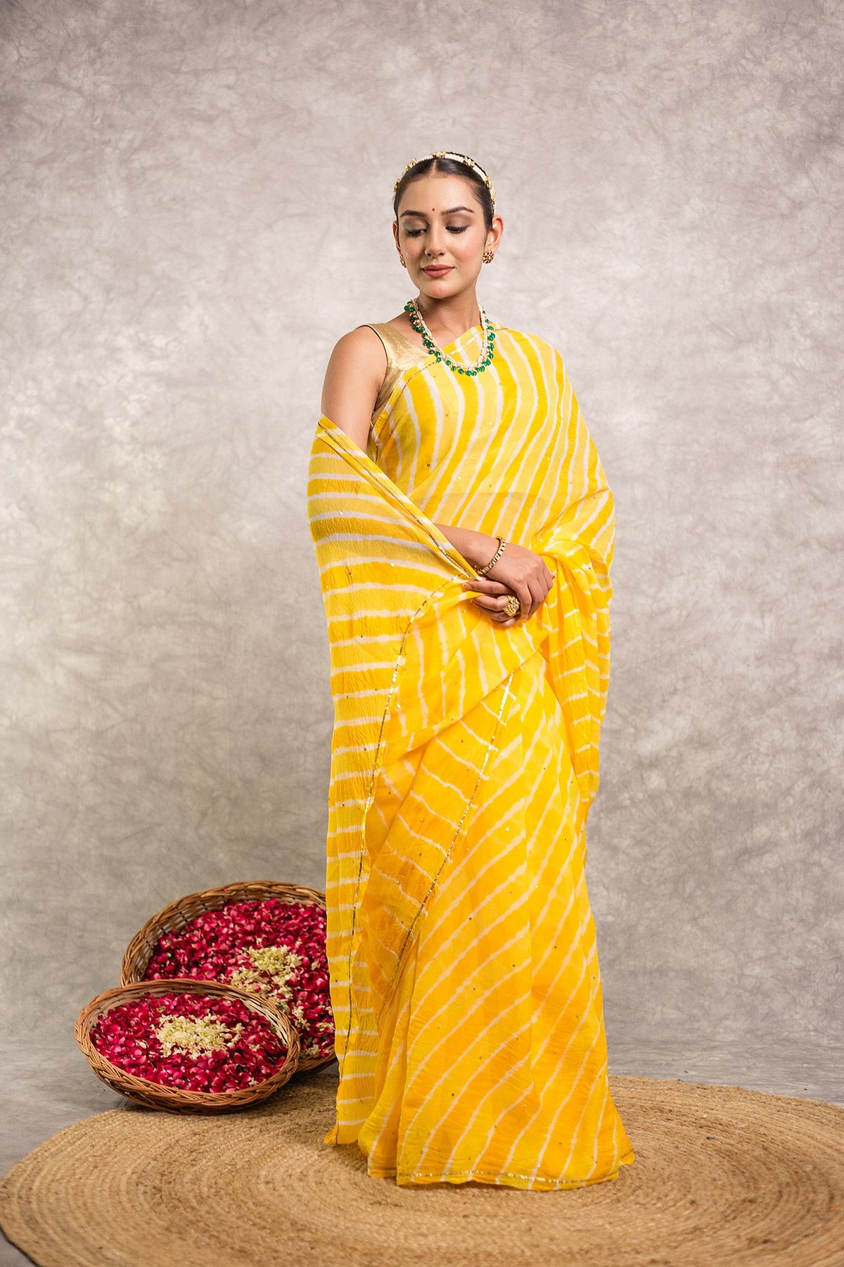 Sunhera Basant Lehariya Saree