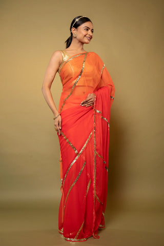 Orange chiffon Saree