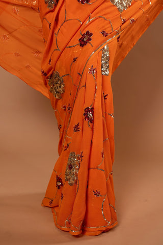 Pure Chiffon Siquin Work Saree