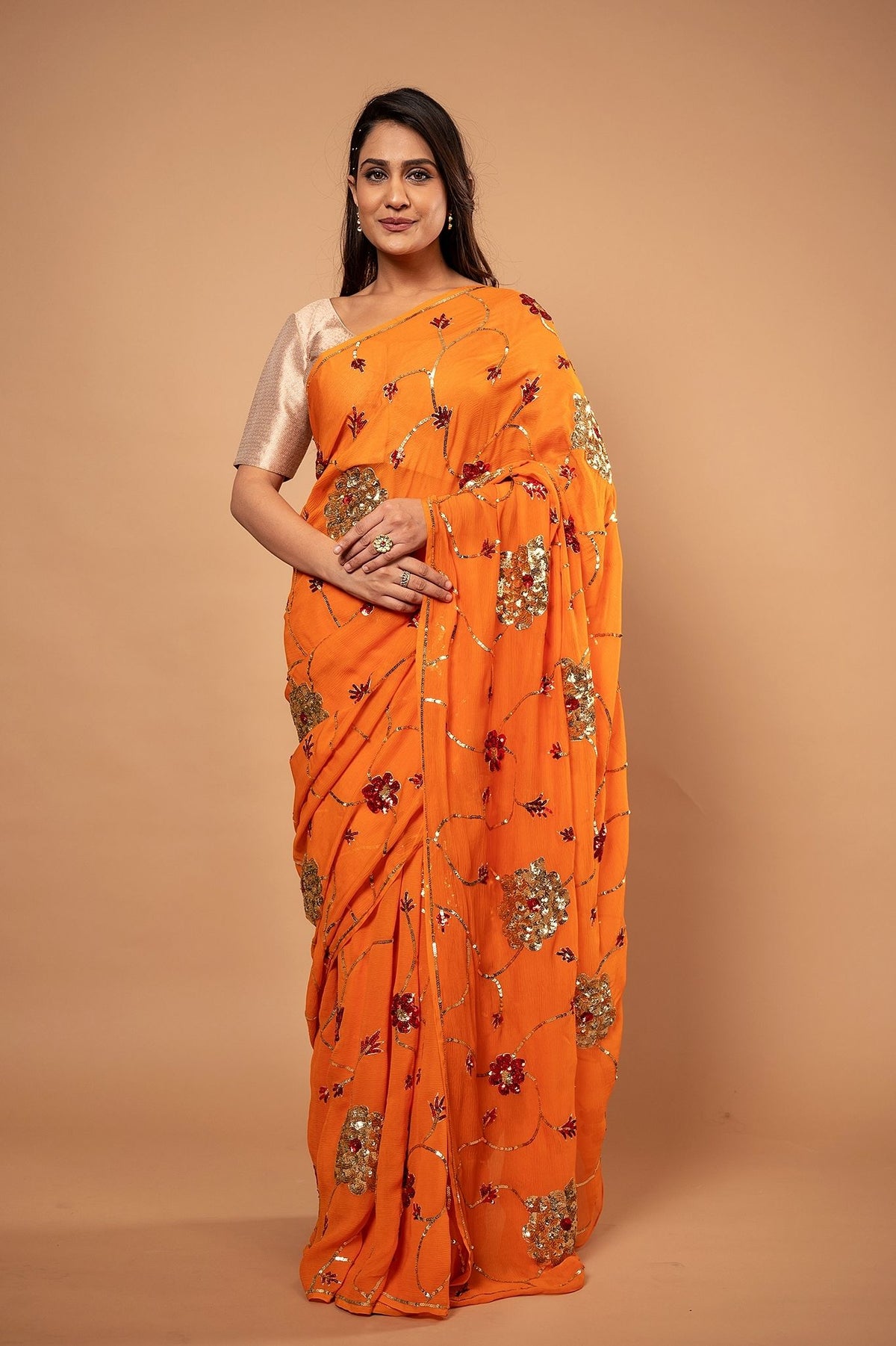 Pure Chiffon Siquin Work Saree