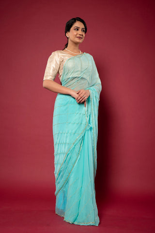 Viscose Chiffon firoza Saree