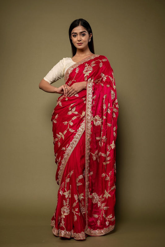 Pure Satin Aari Gotta Kardhana Saree